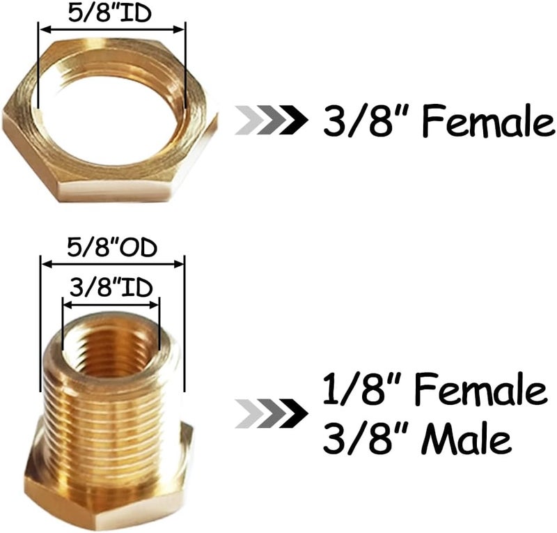 Uenede 1/8" NPT Female Brass Bulkhead Coupler 5/8" Outer Diameter Water Tank Connector Thru-bulk Coupling Pipe Fitting (Pack of 2) - Image 3